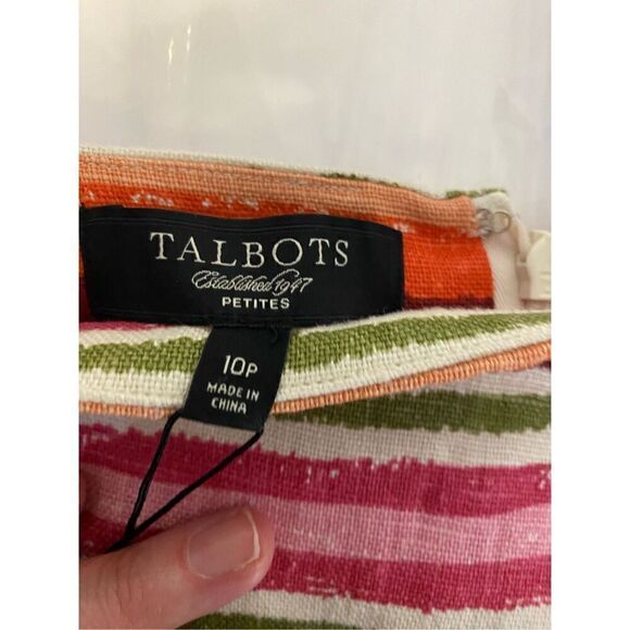 Talbots Linen Striped Pencil Skirt Size 10 Petite NWT - Picture 5 of 6